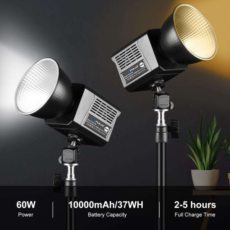 PULUZ 60W Studio Video Light 2500K-6500K Dual Color Temperature Professional Photography Fill Lig...