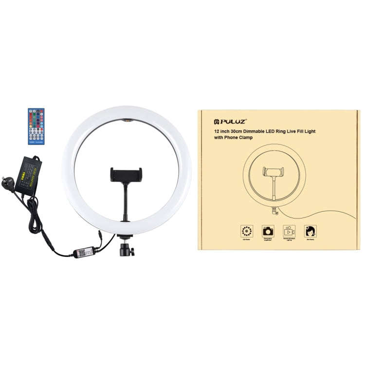 PULUZ 11.8 inch 30cm RGB Dimmable LED Ring Vlogging Selfie Photography Video Lights with Cold Sho...