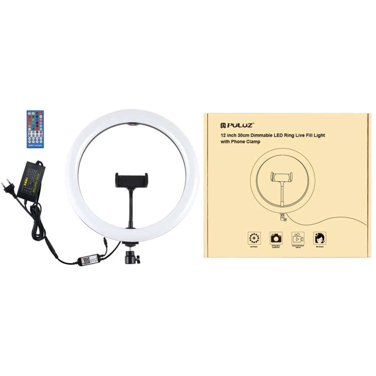 PULUZ 11.8 inch 30cm RGB Dimmable LED Ring Vlogging Selfie Photography Video Lights with Cold Sho...