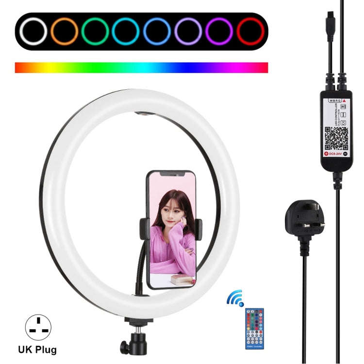 PULUZ 11.8 inch 30cm RGB Dimmable LED Ring Vlogging Selfie Photography Video Lights with Cold Sho...