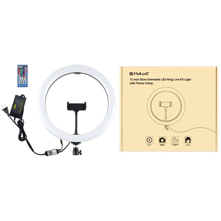PULUZ 11.8 inch 30cm RGB Dimmable LED Ring Vlogging Selfie Photography Video Lights with Cold Sho...