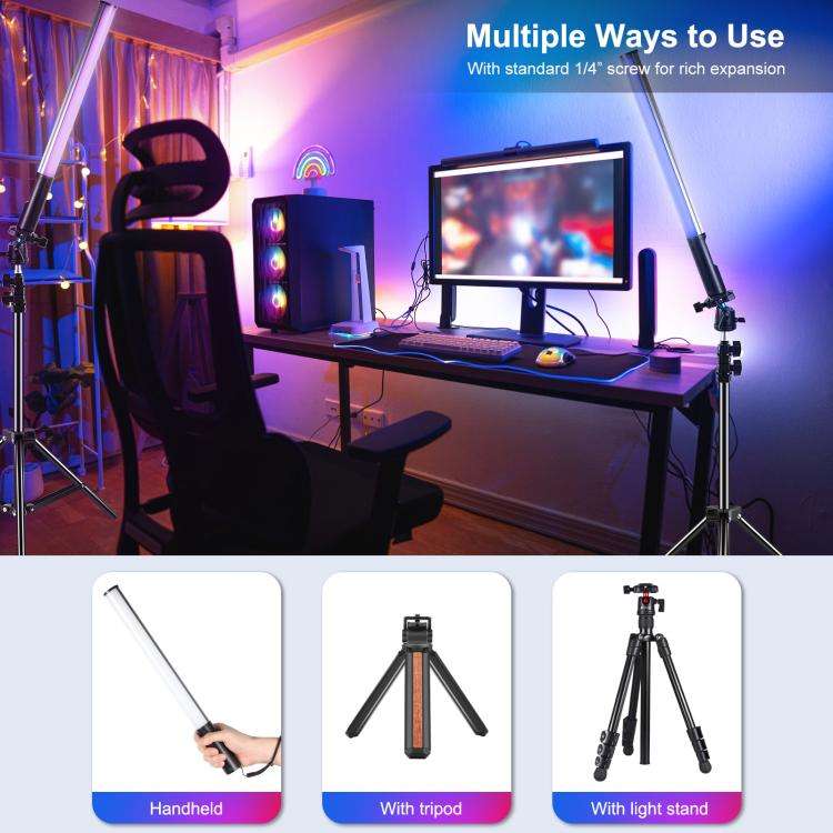 PULUZ 132 LEDs Photo Handheld Stick Light Full Color RGB Fill Light