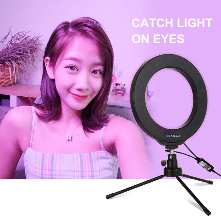 PULUZ 6.2 inch 16cm USB RGBW Dimmable LED Ring Vlogging Photography Video Lights  with Cold Shoe ...