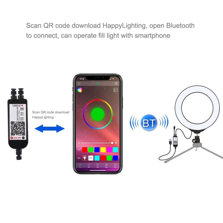 PULUZ 6.2 inch 16cm USB RGBW Dimmable LED Ring Vlogging Photography Video Lights  with Cold Shoe ...