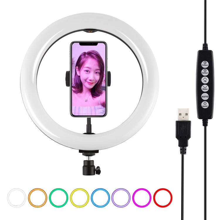 PULUZ 10.2 inch 26cm USB 10 Modes 8 Colors RGBW Dimmable LED Ring Vlogging Photography Video Ligh...