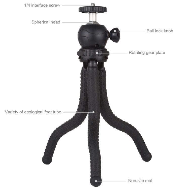 PULUZ Mini Octopus Flexible Tripod Holder with Ball Head for SLR Cameras, GoPro, Cellphone, Size:...