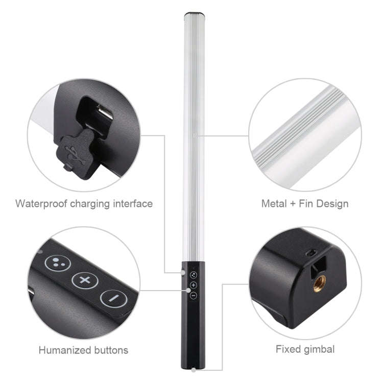 PULUZ RGB Colorful Photo LED Stick Adjustable Color Temperature Handheld LED Fill Light with Remo...
