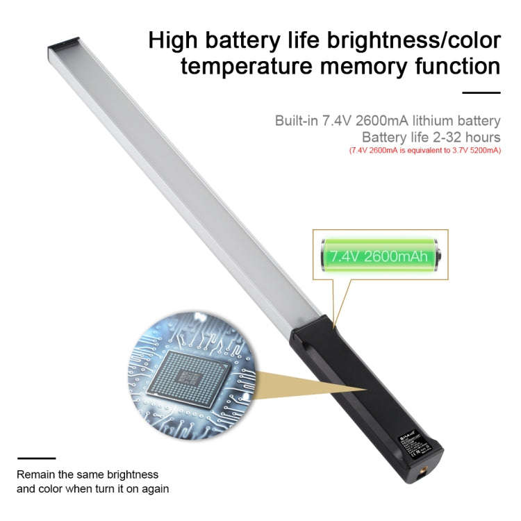 PULUZ RGB Colorful Photo LED Stick Adjustable Color Temperature Handheld LED Fill Light with Remo...