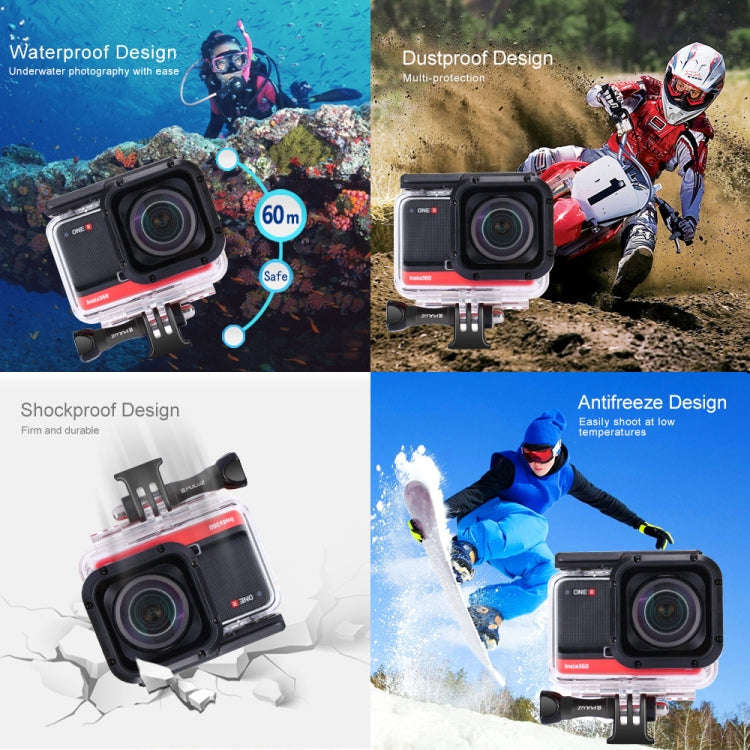 PULUZ 60m Underwater Depth Diving Case Waterproof Camera Housing for Insta360 ONE R 4K Wide-angle...