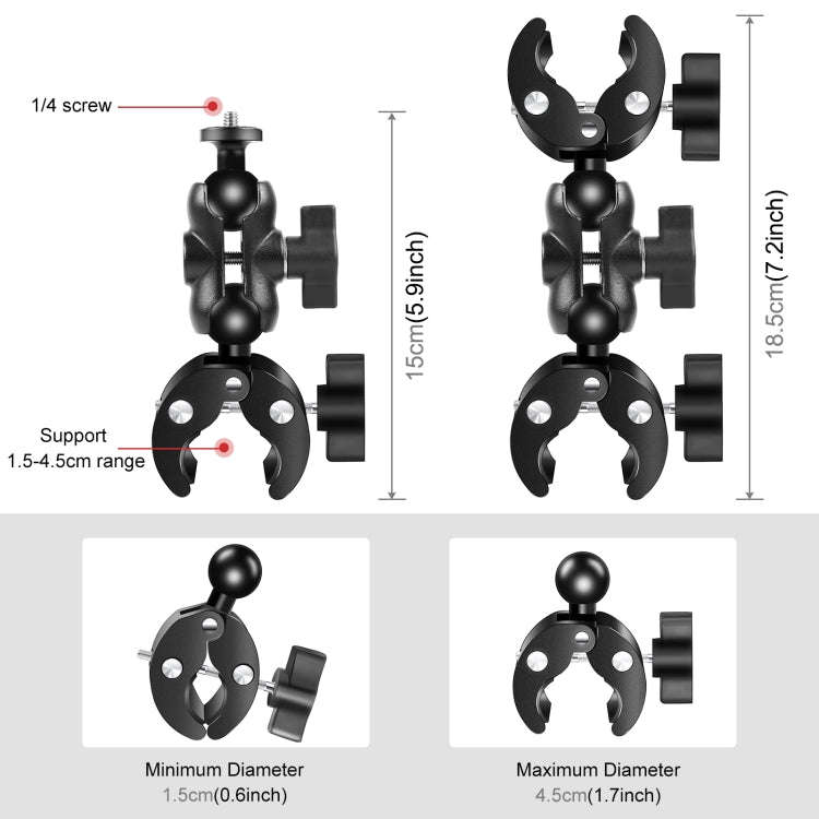 PULUZ Cycling Quick Release Bracket with 150cm Selfie Stick Set, Dual-heads Crab & Single Heads C...