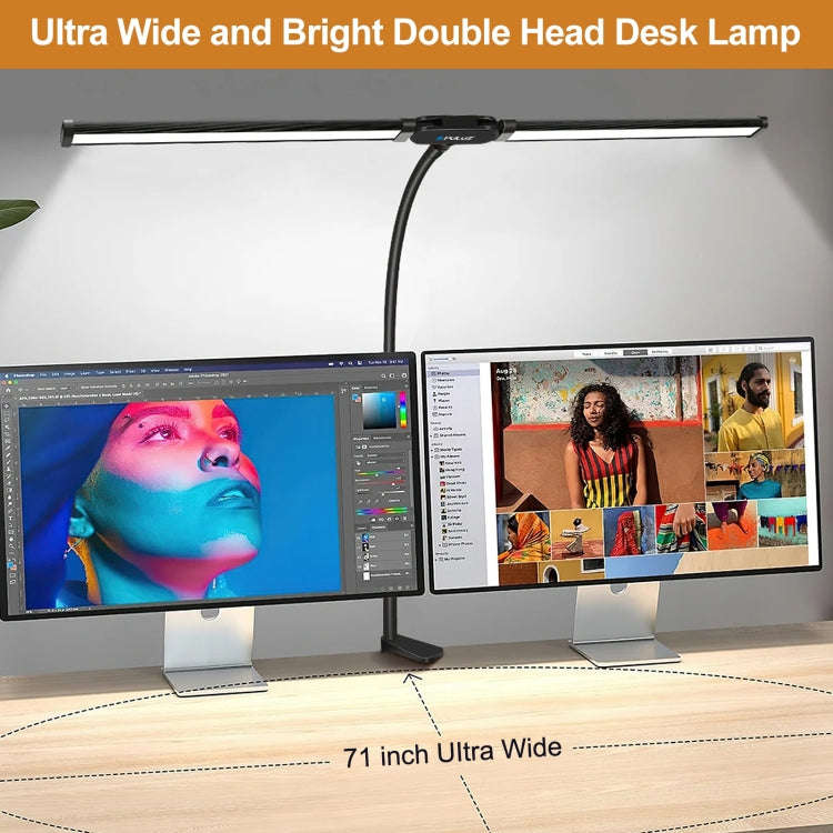 PULUZ Gooseneck Tube LED Fill Light Double Head Clip Desk Lamp (Black)
