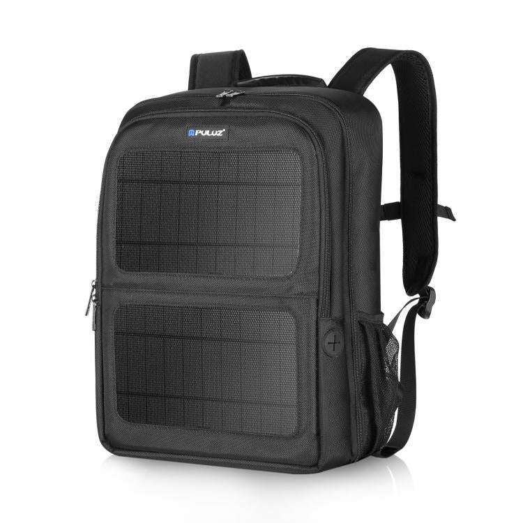 PULUZ 12W Solar Power Outdoor Portable Camera Dual Shoulders Backpack Laptop Bag (Black)