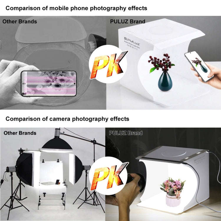 PULUZ 20cm Include 2 LED Panels Folding Portable 1100LM Light Photo Lighting Studio Shooting Tent...