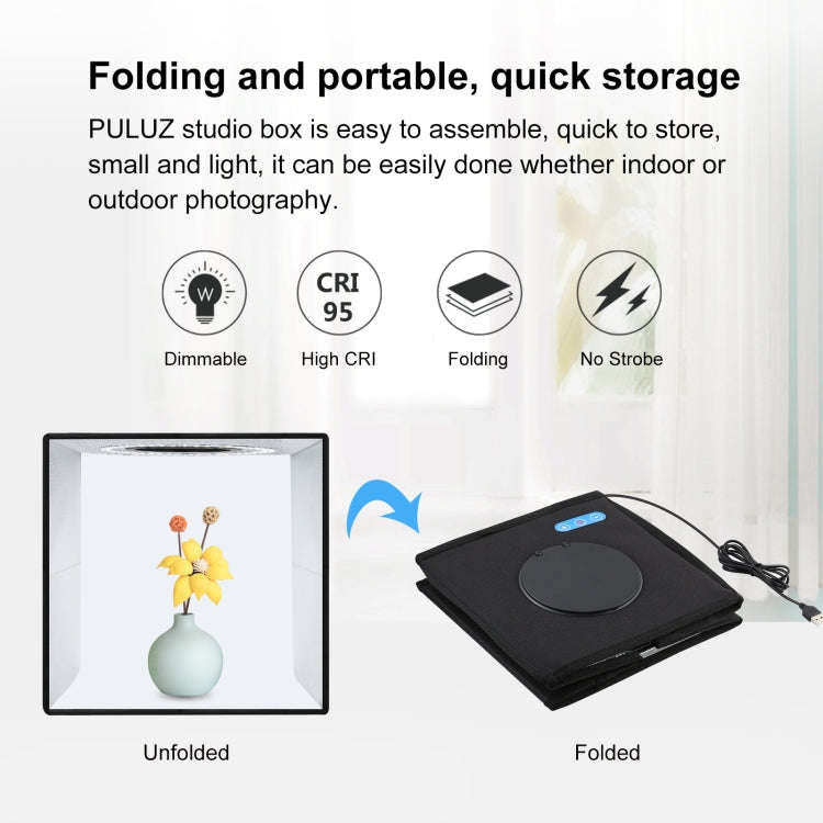 [US Warehouse] PULUZ 25cm Folding Portable High 97 CRI Ring Light Photo Lighting Studio Shooting ...