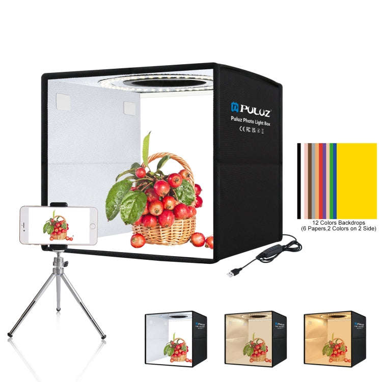PULUZ 25cm Folding Portable 3 Modes Dual Color Temperature Ring Light Photo Lighting Studio Shoot...