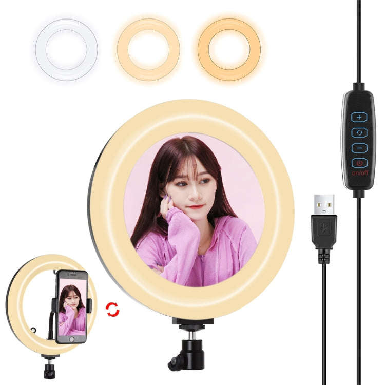 PULUZ 7.9 inch 20cm USB 3 Modes Dimmable Dual Color Temperature LED Curved Light Ring Vlogging Se...