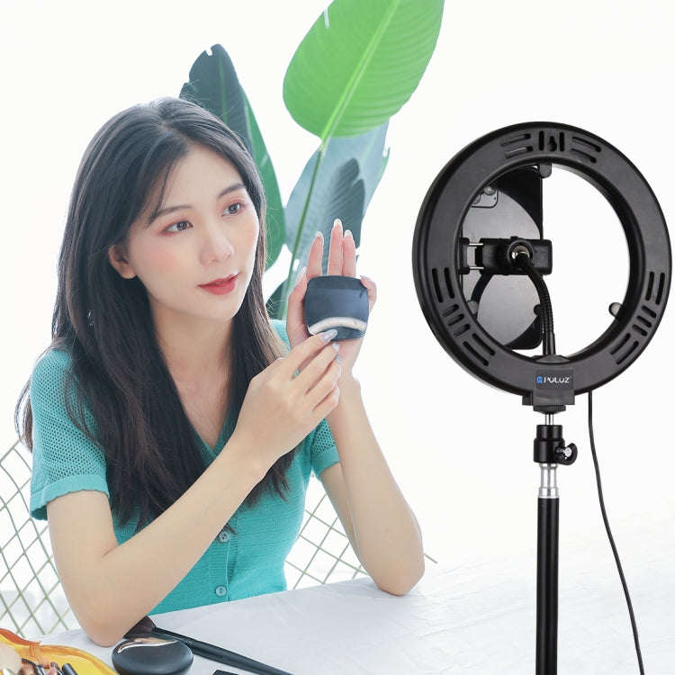 PULUZ 7.9 inch 20cm USB 3 Modes Dimmable Dual Color Temperature LED Curved Light Ring Vlogging Se...