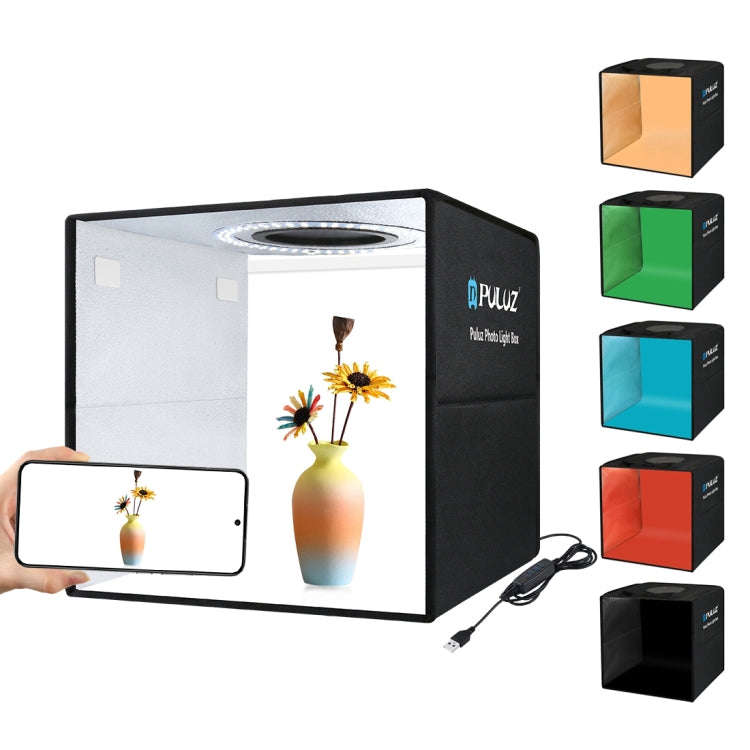 PULUZ 30cm Folding  High 97 CRI Ring Light Photo Lighting Studio Shooting Tent Box Kit with 6 Col...