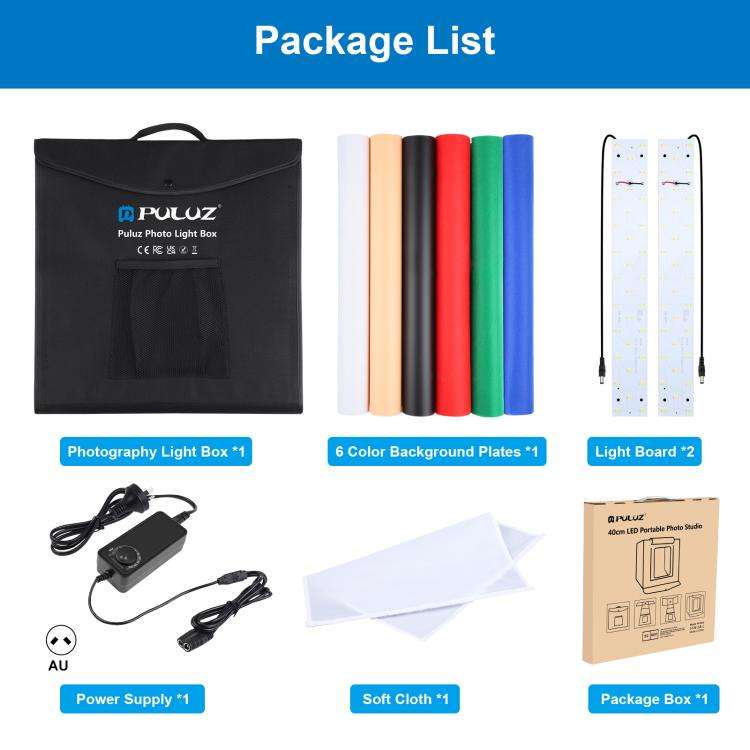 PULUZ 40cm Folding Portable 24W 5500K White Light Dimmable Photo Lighting Studio Shooting Tent Bo...
