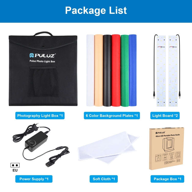 PULUZ 40cm Folding Portable 24W 5500K White Light Dimmable Photo Lighting Studio Shooting Tent Bo...