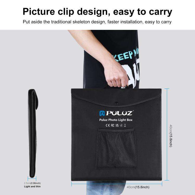 PULUZ 40cm Folding Portable 24W 5500K White Light Dimmable Photo Lighting Studio Shooting Tent Bo...