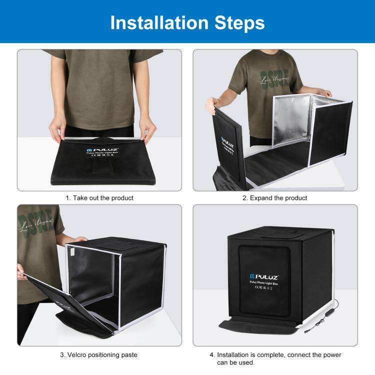 PULUZ 40cm Folding Portable White Light Dimmable Photo Lighting Studio Shooting Tent Box Kit with...