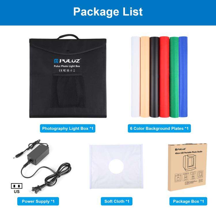 PULUZ 40cm Folding Portable White Light Dimmable Photo Lighting Studio Shooting Tent Box Kit with...