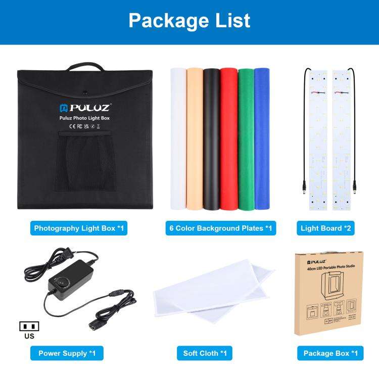 PULUZ 40cm Folding Portable 24W 5500K White Light Dimmable Photo Lighting Studio Shooting Tent Bo...