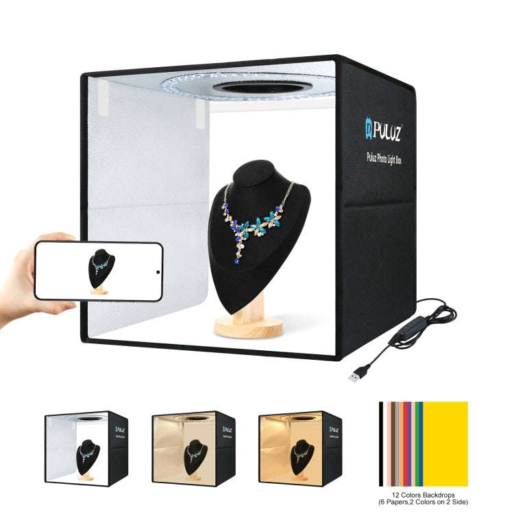 PULUZ 40cm Folding Portable Ring Light USB Photo Lighting Studio Shooting Tent Box with 6 x Dual-...