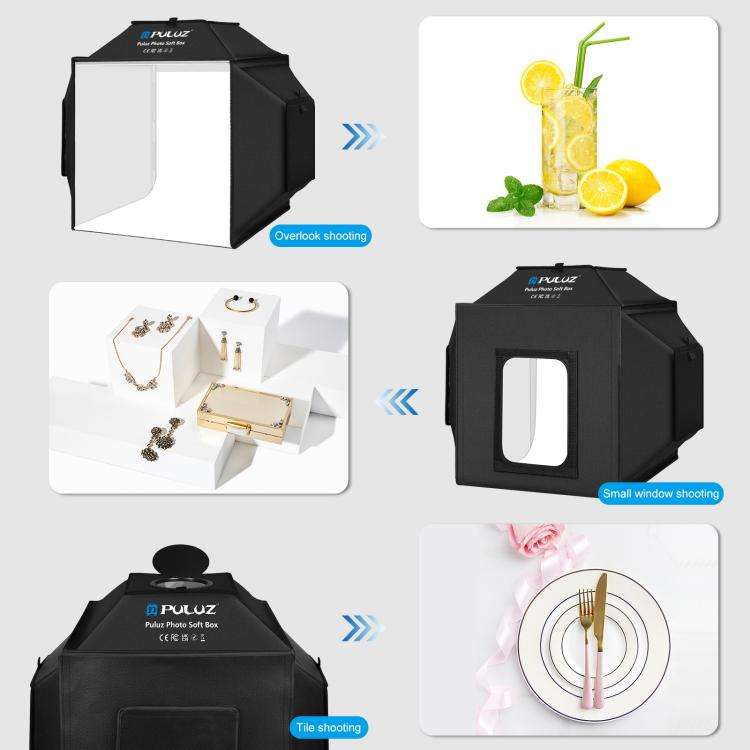 PULUZ 40cm Folding 72W 5500K Studio Shooting Tent Soft Box Photography Lighting Kit with 4 Colors...