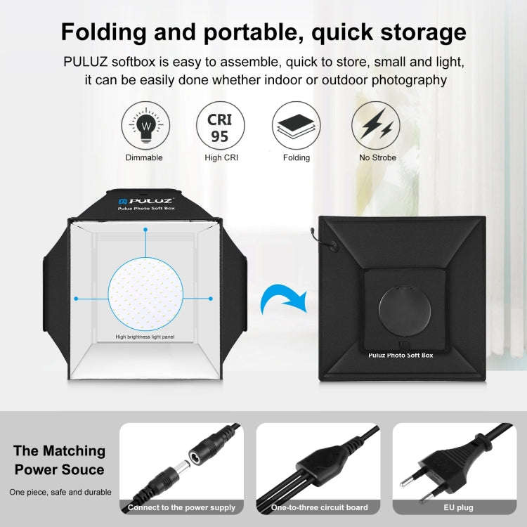 PULUZ 40cm Folding 72W 5500K Studio Shooting Tent Soft Box Photography Lighting Kit with 4 Colors...