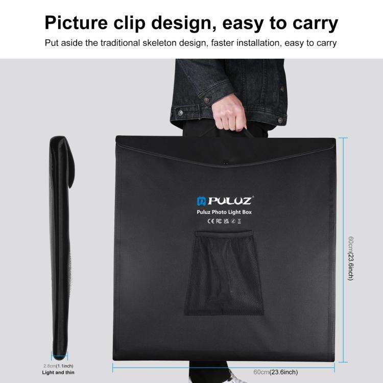 [US Warehouse] PULUZ Photo Studio Light Box Portable 60 x 60 x 60 cm Light Tent LED 5500K White L...