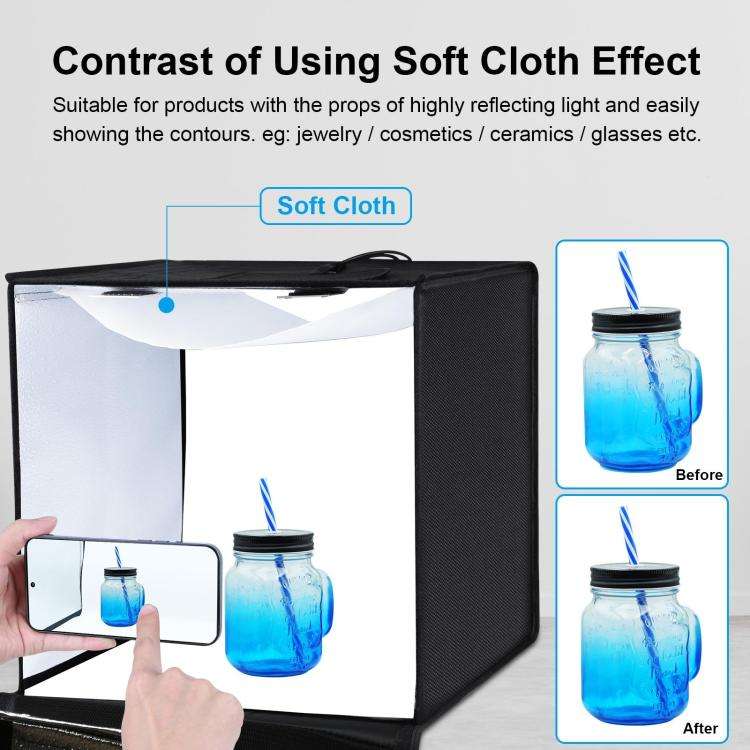 [US Warehouse] PULUZ Photo Studio Light Box Portable 60 x 60 x 60 cm Light Tent LED 5500K White L...