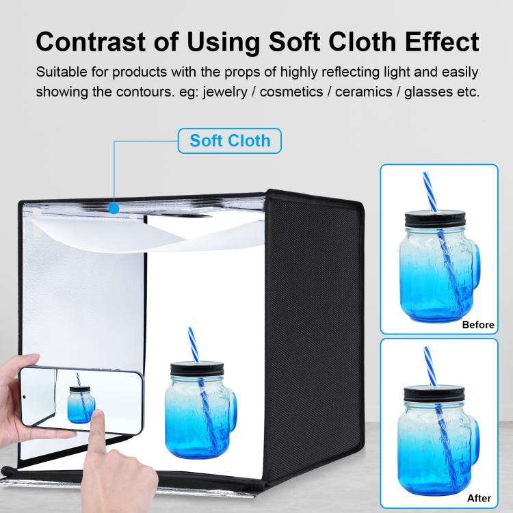 PULUZ Photo Studio Light Box Portable 60 x 60 x 60 cm Light Tent LED 5500K White Light Dimmable M...