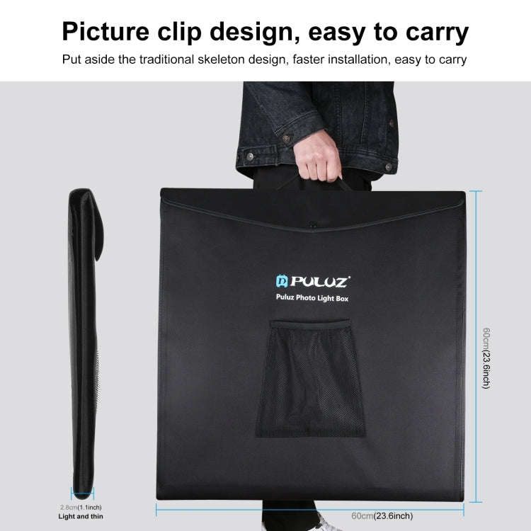 PULUZ Photo Studio Light Box Portable 60 x 60 x 60 cm Light Tent LED 5500K White Light Dimmable M...