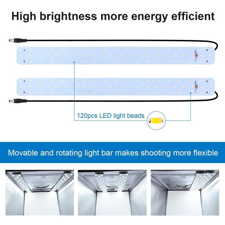 PULUZ Photo Studio Light Box Portable 60 x 60 x 60 cm Light Tent LED 5500K White Light Dimmable M...
