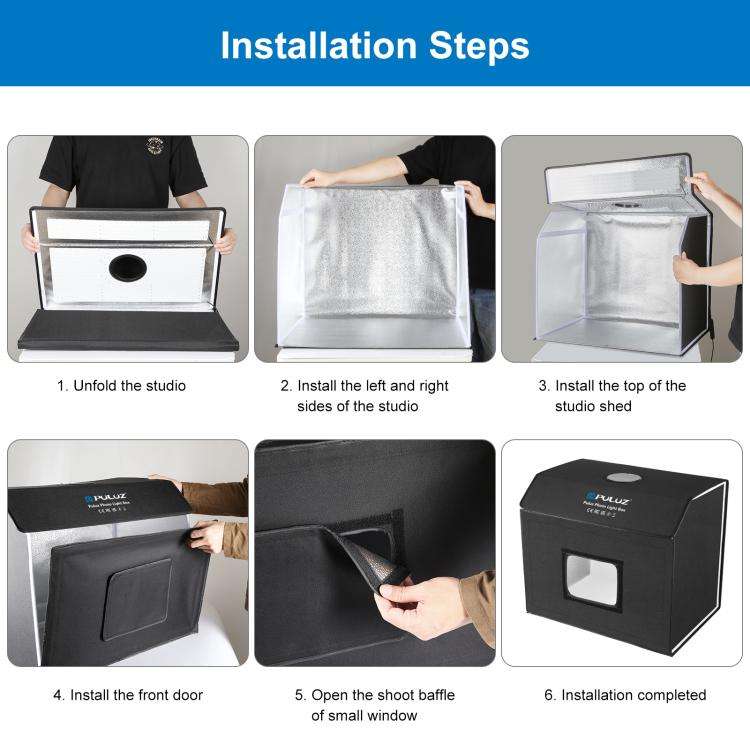 PULUZ Photo Studio Light Box Portable 60 x 40cm Cuboid Photography Studio Tent Kit with 4 Color B...