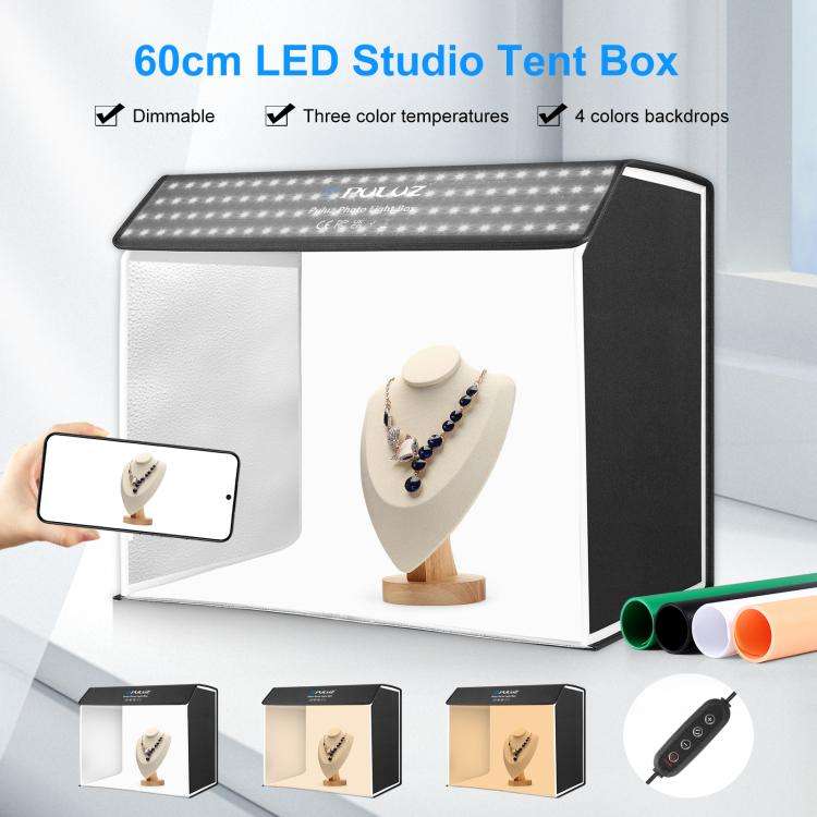 PULUZ Photo Studio Light Box Portable 60 x 40cm Cuboid Photography Studio Tent Kit with 4 Color B...