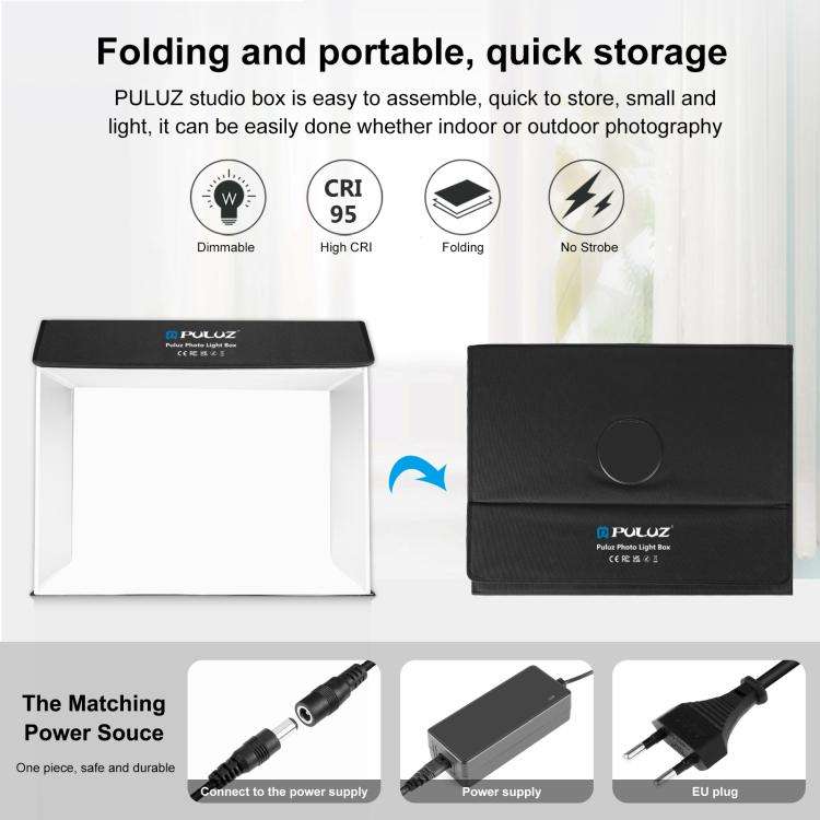 PULUZ Photo Studio Light Box Portable 60 x 40cm Cuboid Photography Studio Tent Kit with 4 Color B...