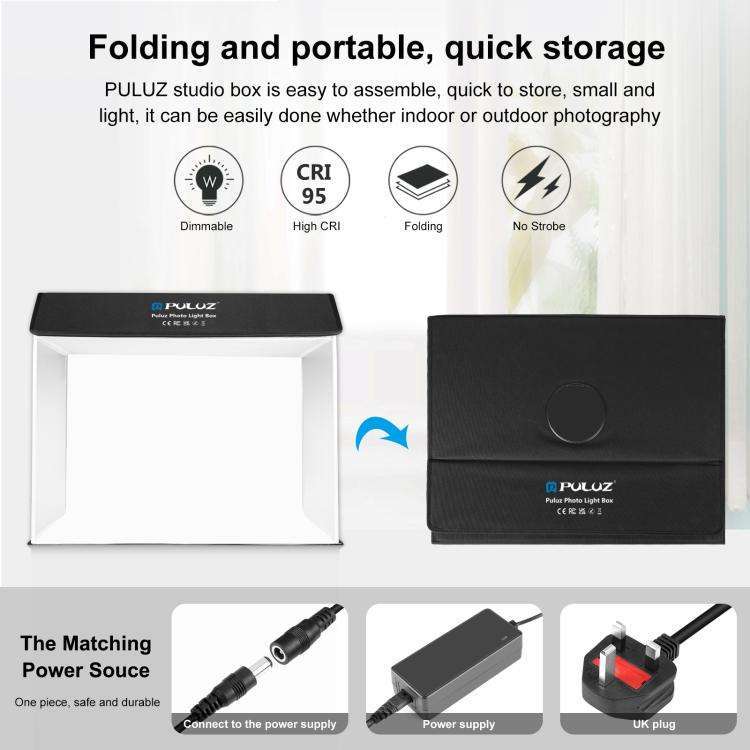 PULUZ Photo Studio Light Box Portable 60 x 40cm Cuboid Photography Studio Tent Kit with 4 Color B...