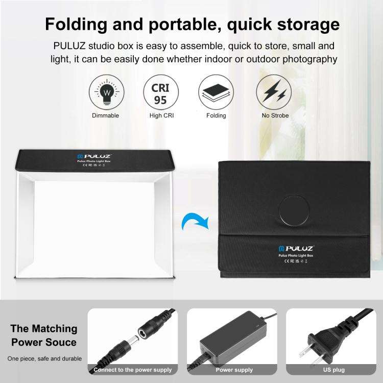 PULUZ Photo Studio Light Box Portable 60 x 40cm Cuboid Photography Studio Tent Kit with 4 Color B...