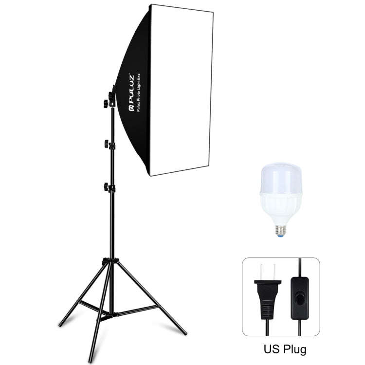 PULUZ 50x70cm Studio Softbox + 2m Tripod Mount + Single E27 30W 5700K White Light LED Bulb Photog...