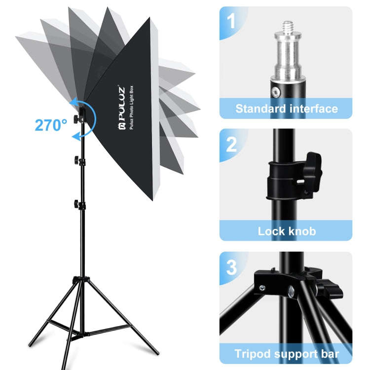 PULUZ 50x70cm Studio Softbox + 2m Tripod Mount + Single E27 30W 5700K White Light LED Bulb Photog...