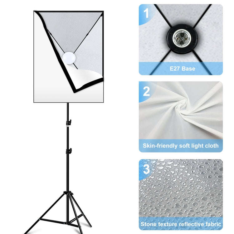 PULUZ 50x70cm Studio Softbox + 2m Tripod Mount + Single E27 30W 5700K White Light LED Bulb Photog...