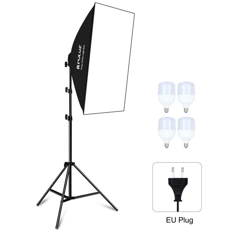 PULUZ 50x70cm Studio Softbox + 2m Tripod Mount + 4 x E27 20W 5700K White Light LED Light Bulb Pho...
