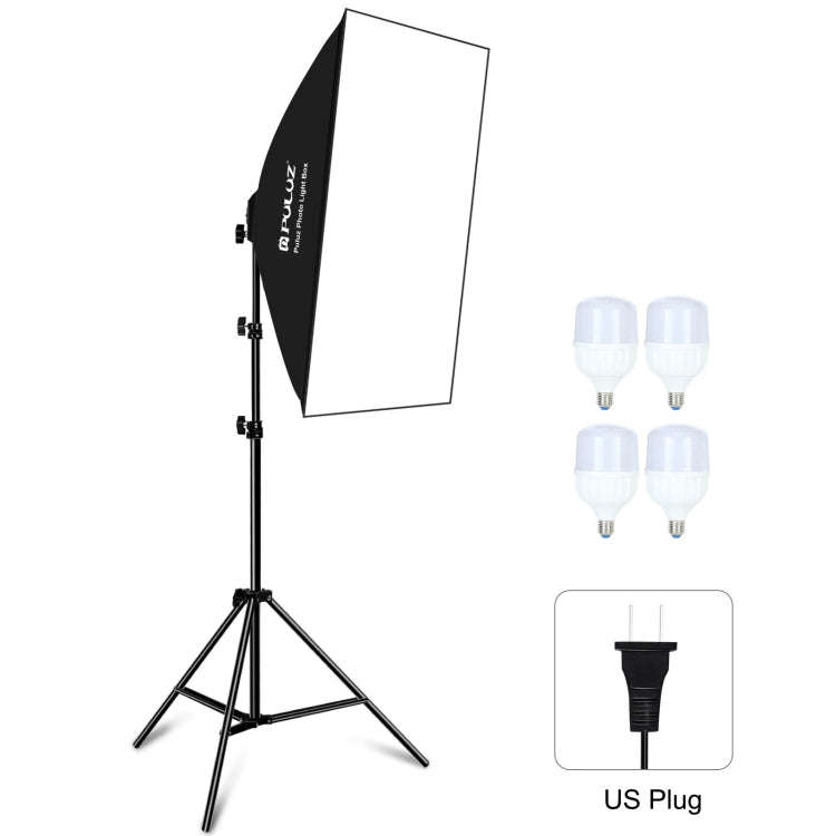 PULUZ 50x70cm Studio Softbox + 2m Tripod Mount + 4 x E27 20W 5700K White Light LED Light Bulb Pho...