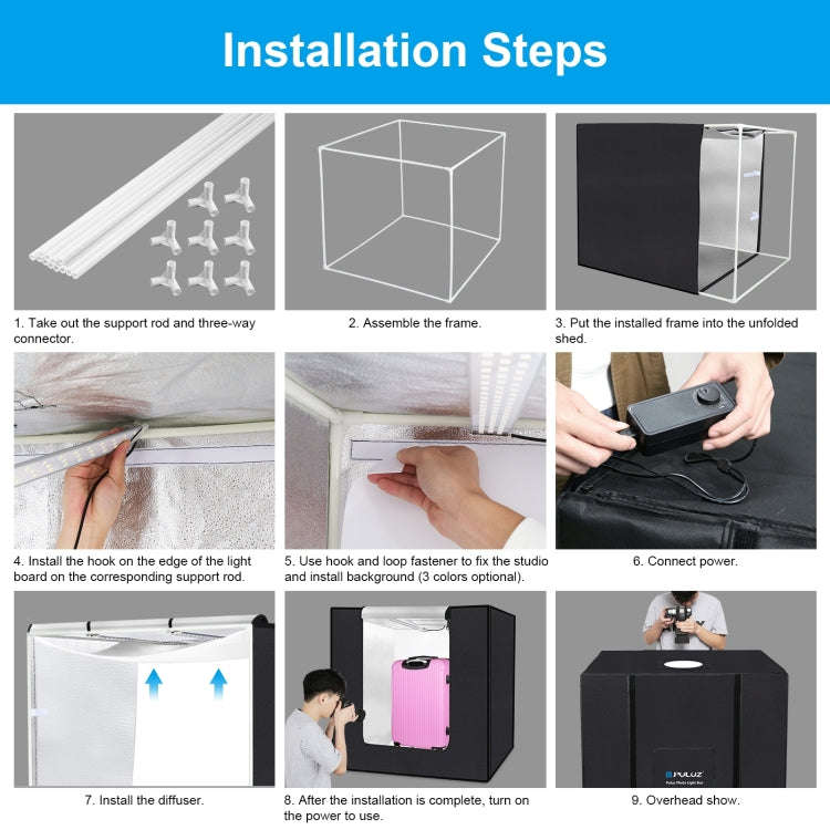 PULUZ 80cm Folding Portable 80W 9050LM White Light Photo Lighting Studio Shooting Tent Box Kit wi...