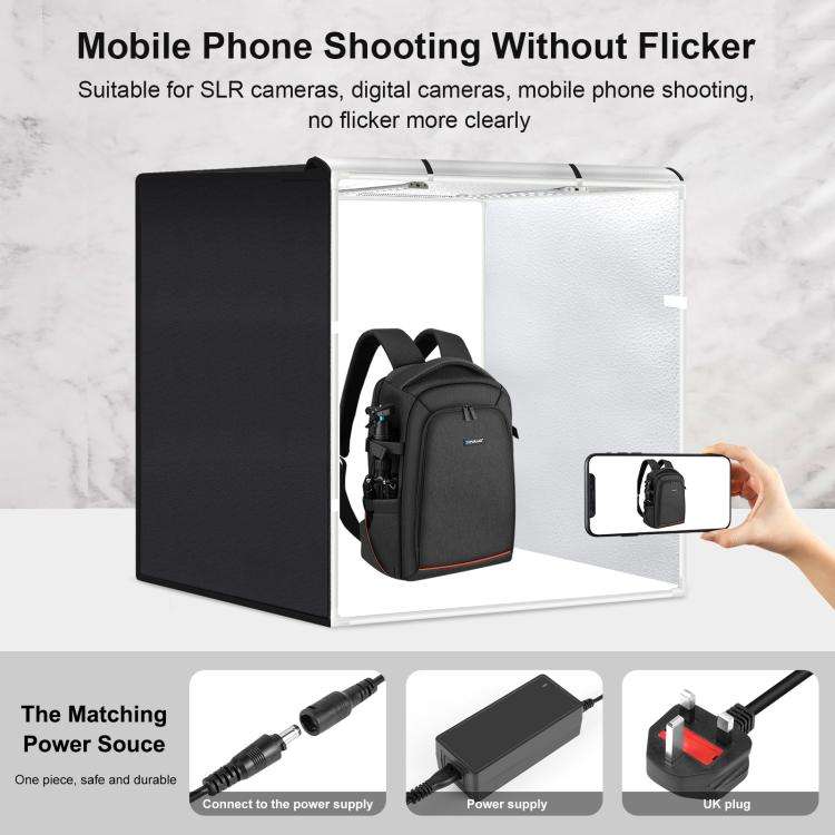 PULUZ 80cm Folding Portable 72W White Light Photo Lighting Studio Shooting Tent Box Kit with 3 Co...