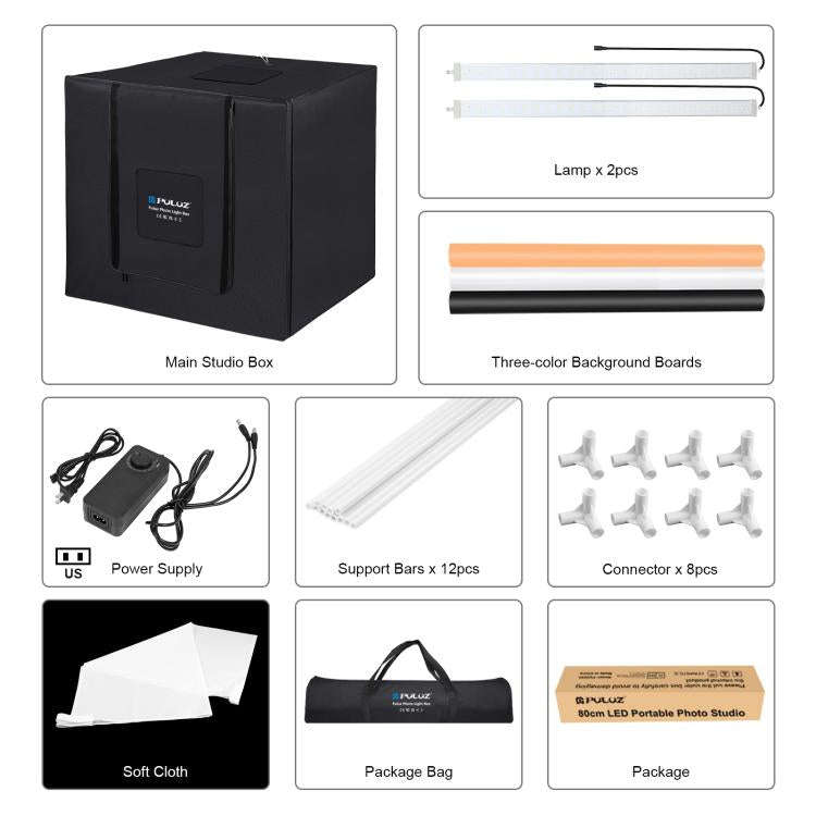 PULUZ 80cm Folding Portable 80W 9050LM White Light Photo Lighting Studio Shooting Tent Box Kit wi...
