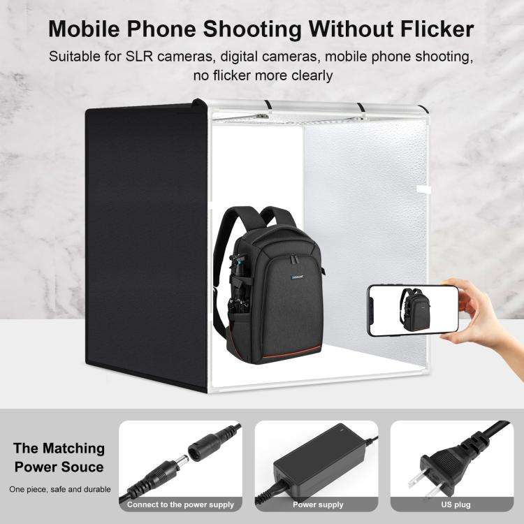 PULUZ 80cm Folding Portable 72W White Light Photo Lighting Studio Shooting Tent Box Kit with 3 Co...